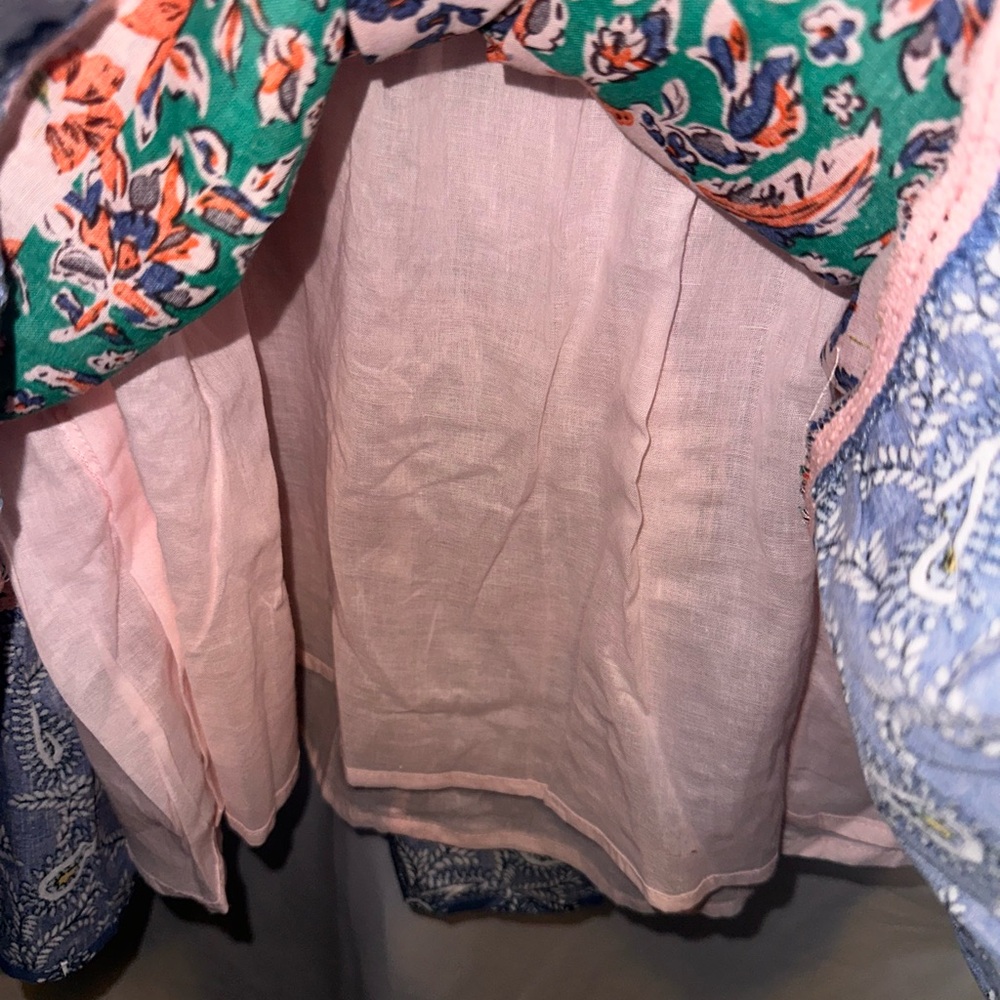 Umgee Mixed Floral Patchwork Tie-Waist Dress in Pink, Green & Blue - Picture 2 of 7